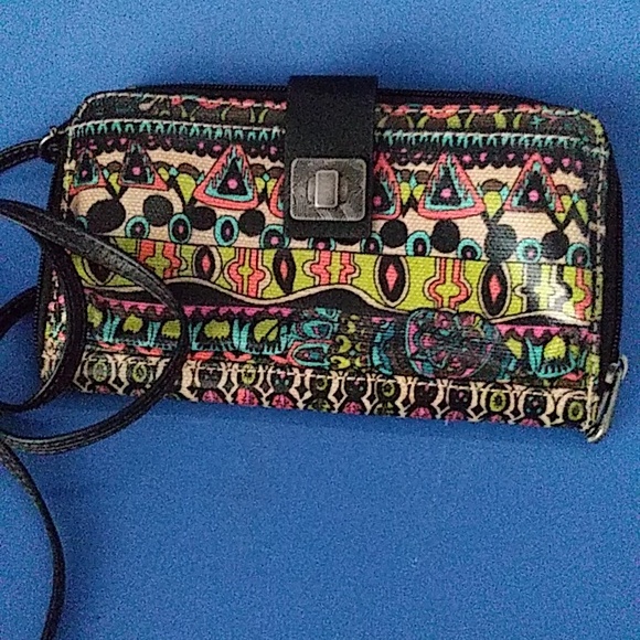 Sakroots Zip Around Wallet w/ Detachable Long Strap Large Slide Pocket on Front - Picture 3 of 8